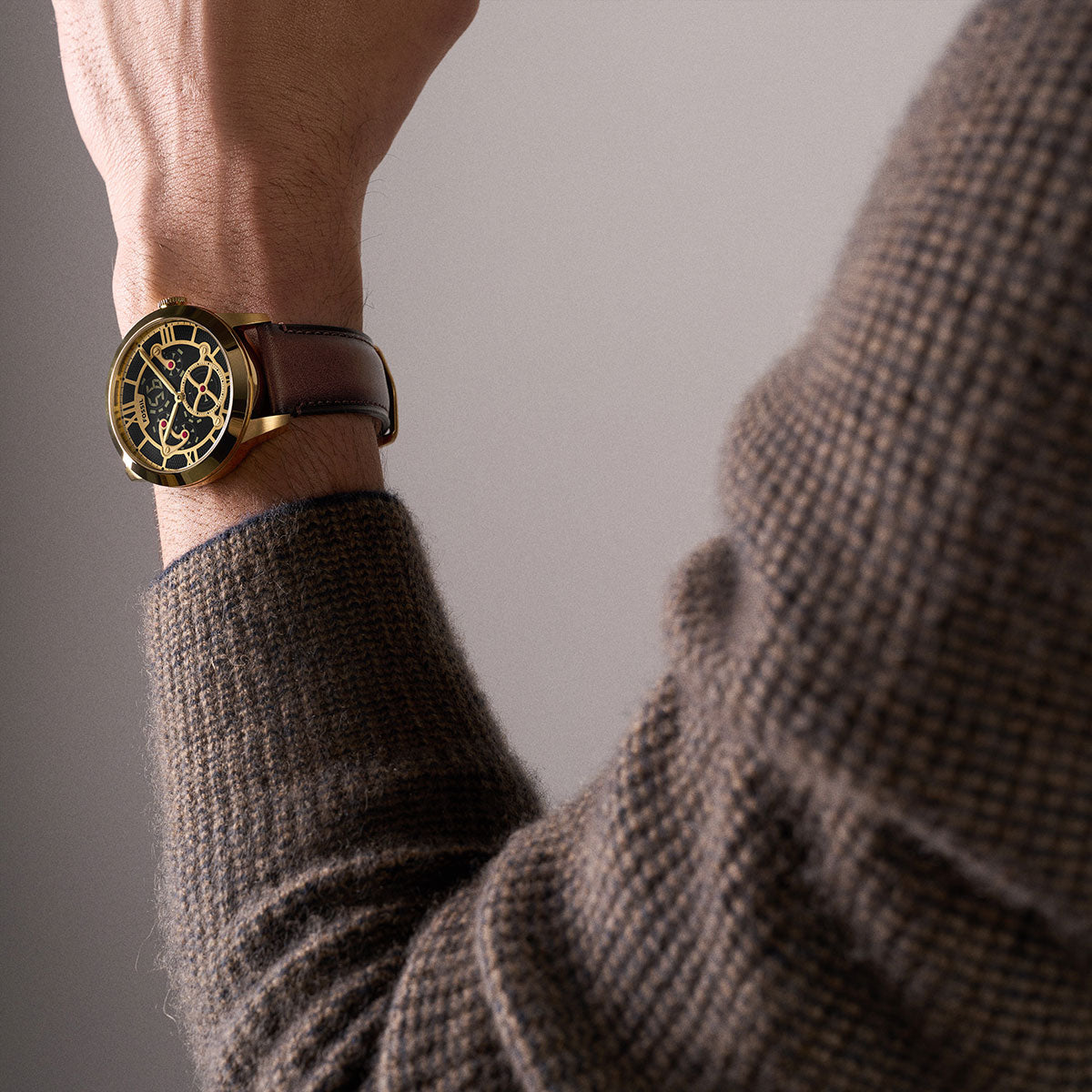 フォッシル FOSSIL 腕時計 メンズ TOWNSMAN アニメーション デジアナ ブラウン レザーウォッチ FS6190【2026新作】