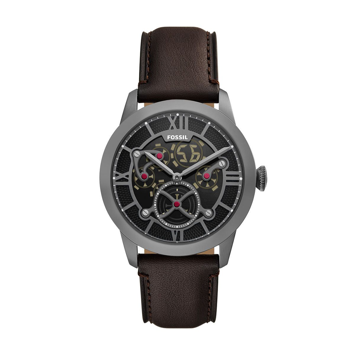 フォッシル FOSSIL 腕時計 メンズ TOWNSMAN アニメーション デジアナ ブラウン レザーウォッチ FS6191【2026新作】