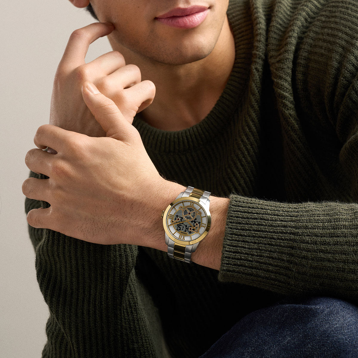 フォッシル FOSSIL 腕時計 メンズ TOWNSMAN アニメーション デジアナ ツートーン ステンレススチールウォッチ FS6193【2026新作】