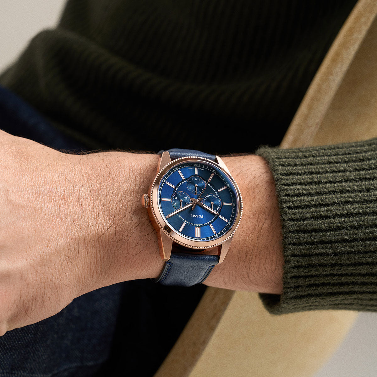 フォッシル FOSSIL 腕時計 メンズ PEARSON マルチファンクション アナログ ネイビーレザーウォッチ FS6196【2026新作】