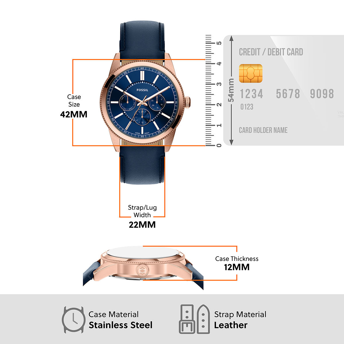 フォッシル FOSSIL 腕時計 メンズ PEARSON マルチファンクション アナログ ネイビーレザーウォッチ FS6196【2026新作】