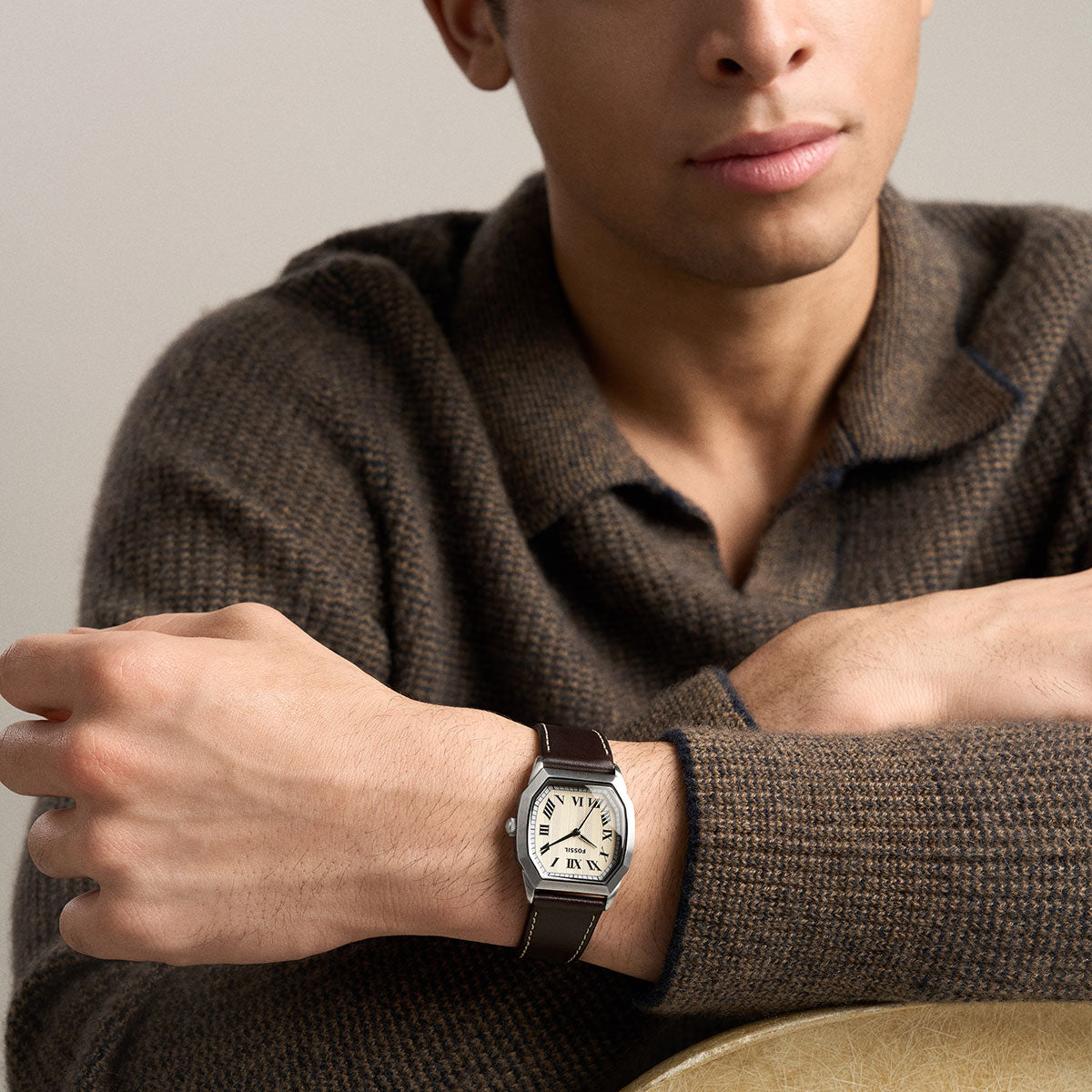 フォッシル FOSSIL 腕時計 メンズ HARLOW アナログ ブラウン レザーウォッチ FS6214【2026新作】
