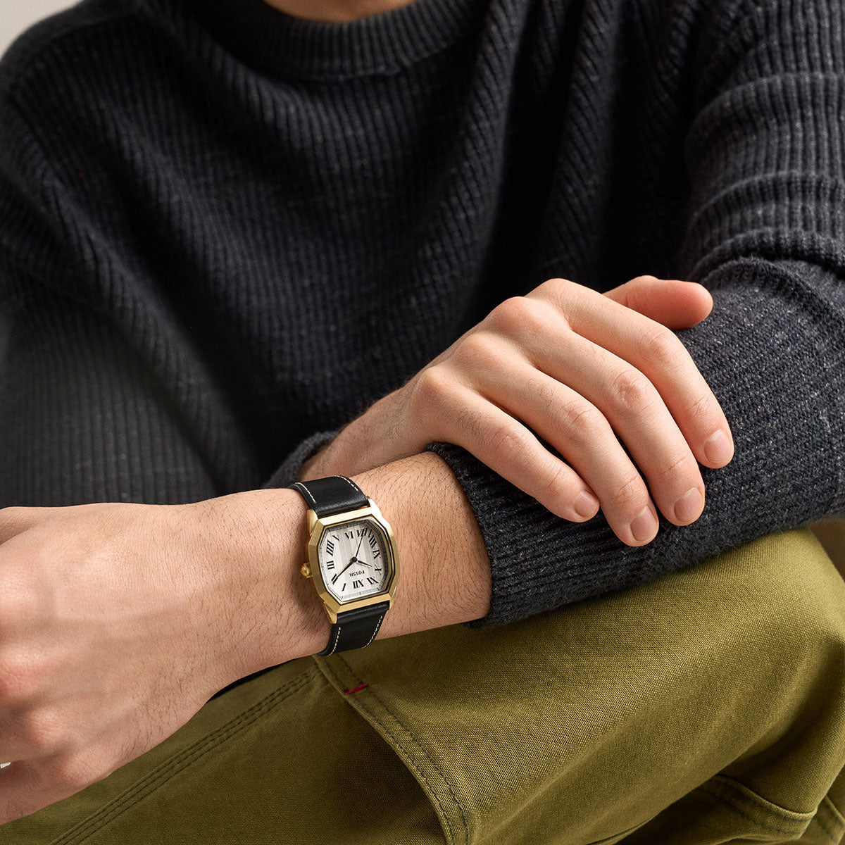 フォッシル FOSSIL 腕時計 メンズ HARLOW アナログ ブラックレザーウォッチ FS6215【2026新作】