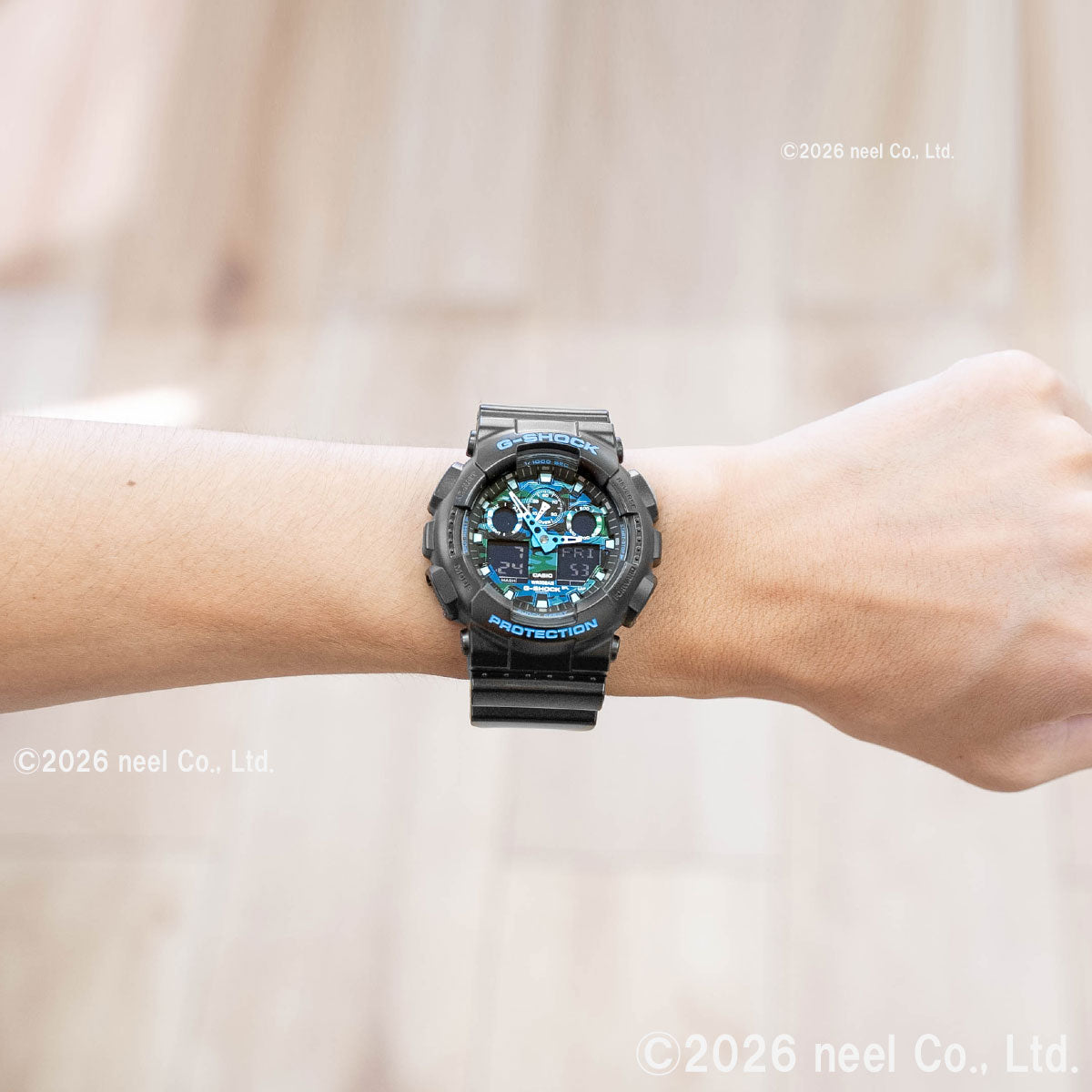 G-SHOCK ブラック×ブルー カモフラージュ アナデジ 腕時計 メンズ GA