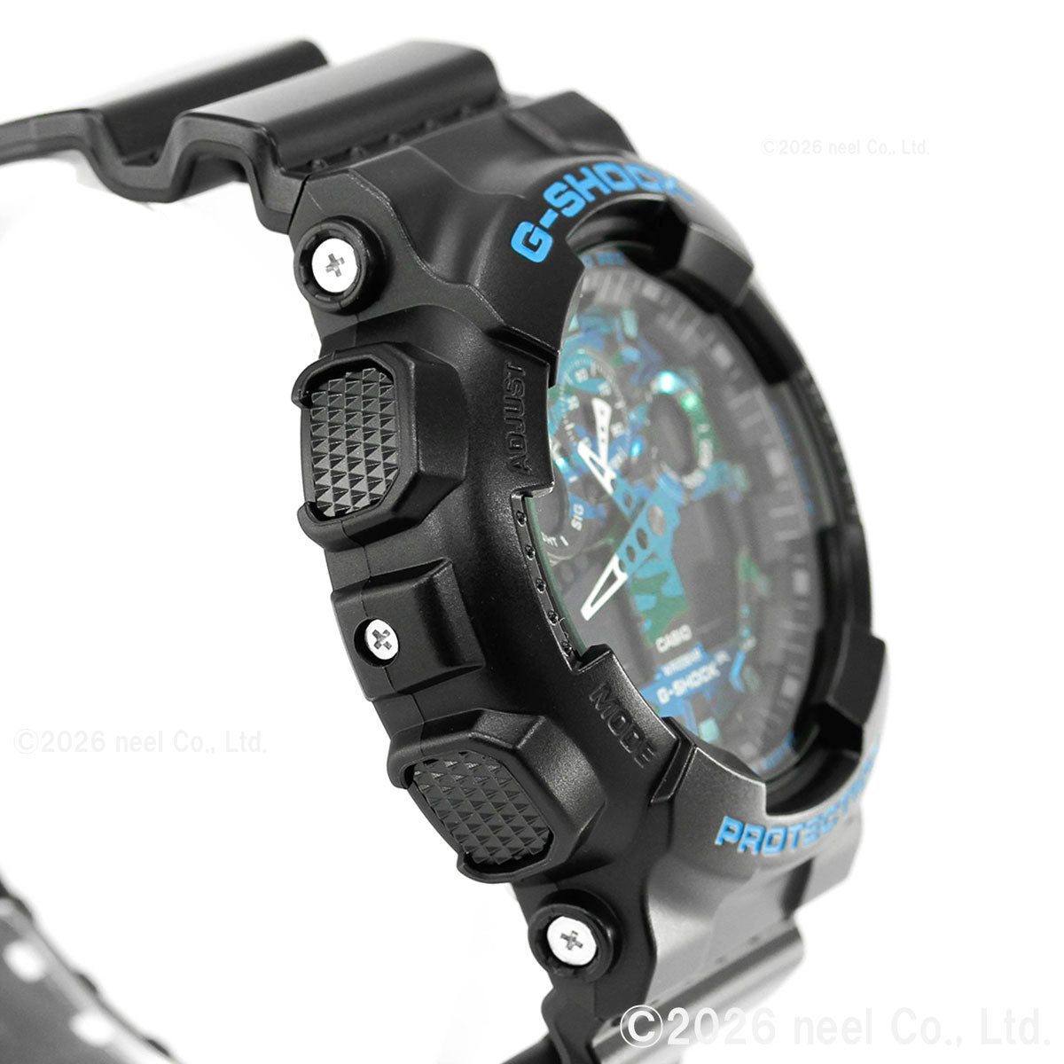 G-SHOCK ブラック×ブルー カモフラージュ アナデジ 腕時計 メンズ GA