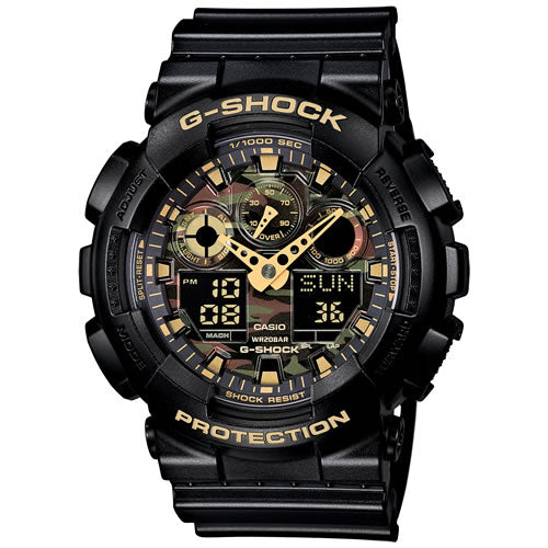 G-SHOCK ブラック カモフラージュダイアル 腕時計 メンズ アナデジ GA-100CF-1A9JF