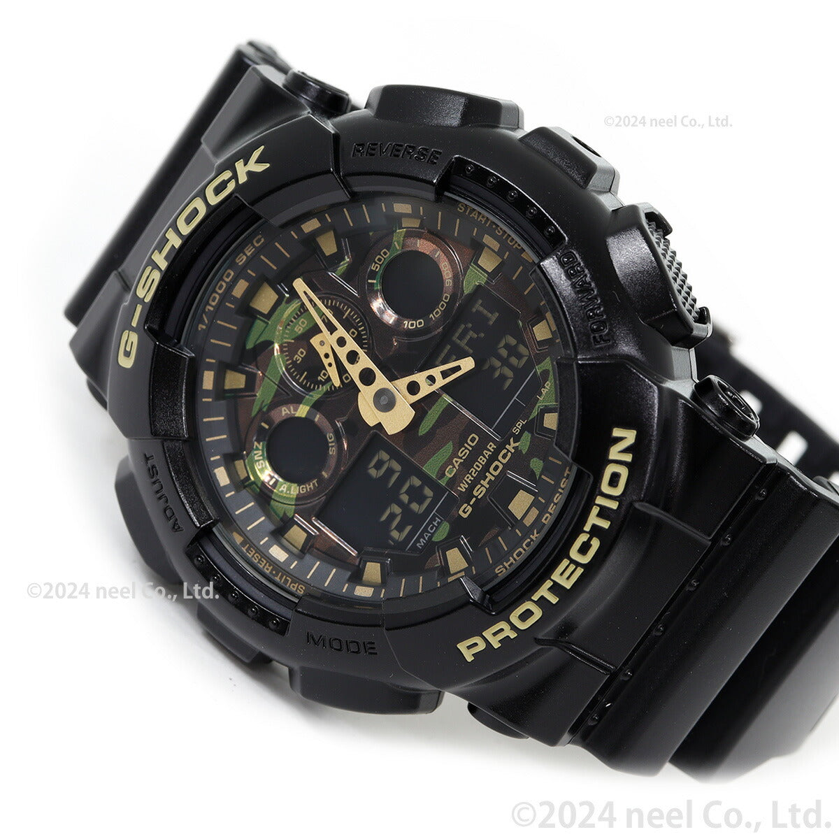 G-SHOCK ブラック カモフラージュダイアル 腕時計 メンズ アナデジ GA-100CF-1A9JF