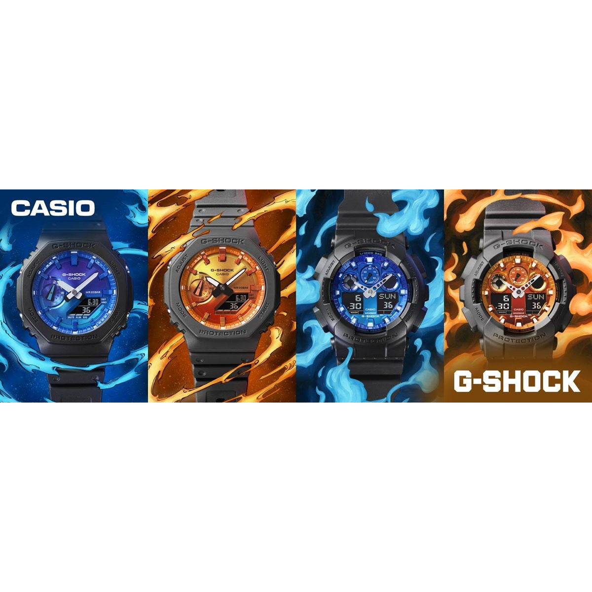 G-SHOCK カシオ Gショック CASIO アナデジ 腕時計 メンズ GA-100FL-1AJF Flame inside フレイムブルー【2024 新作】