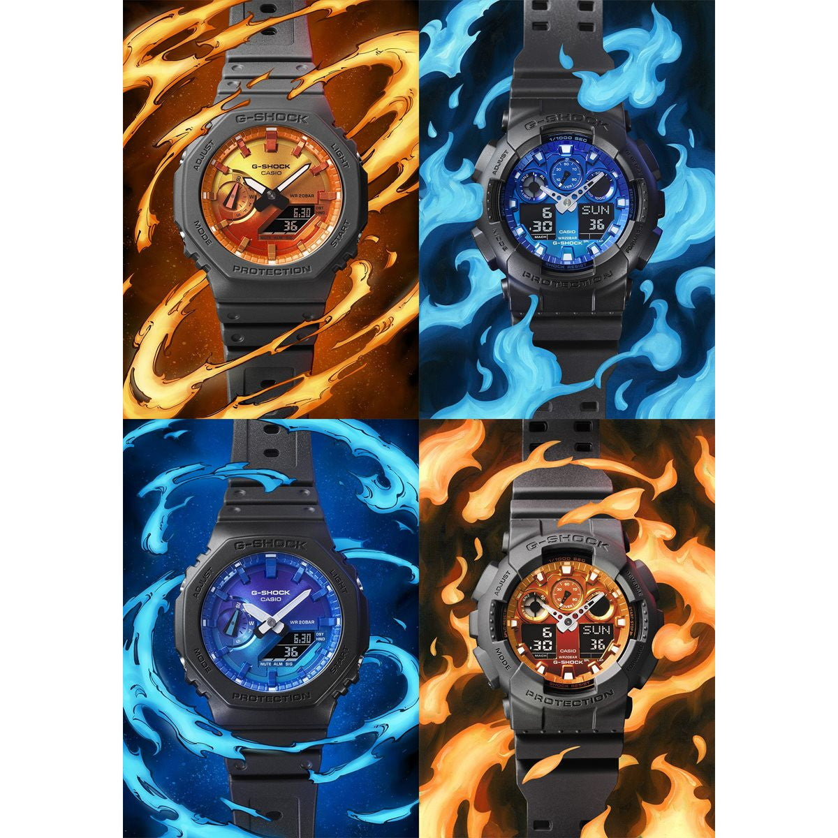 G-SHOCK カシオ Gショック CASIO アナデジ 腕時計 メンズ GA-100FL-1AJF Flame inside フレイムブルー【2024 新作】