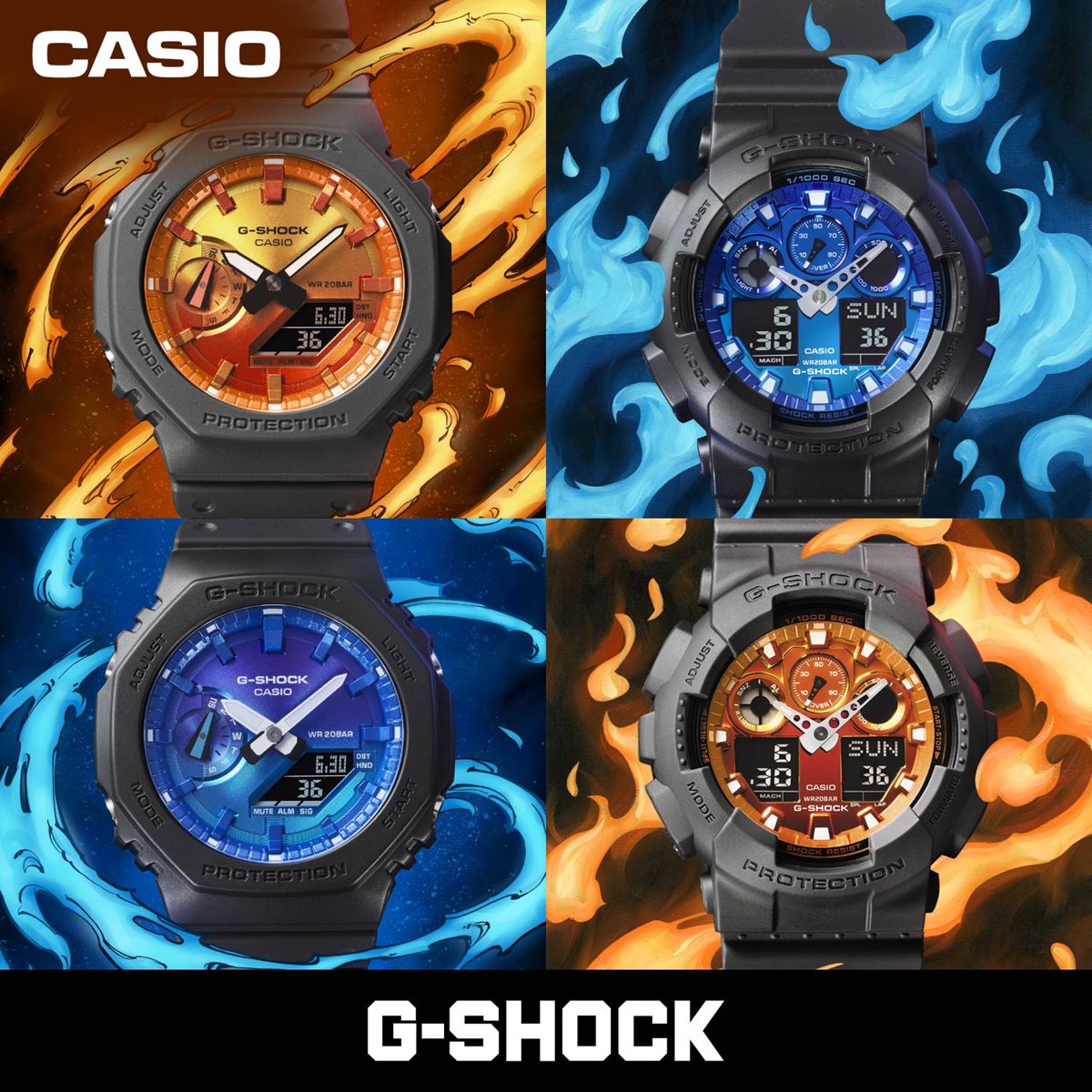 G-SHOCK カシオ Gショック CASIO アナデジ 腕時計 メンズ GA-100FL-1AJF Flame inside フレイムブルー【2024 新作】