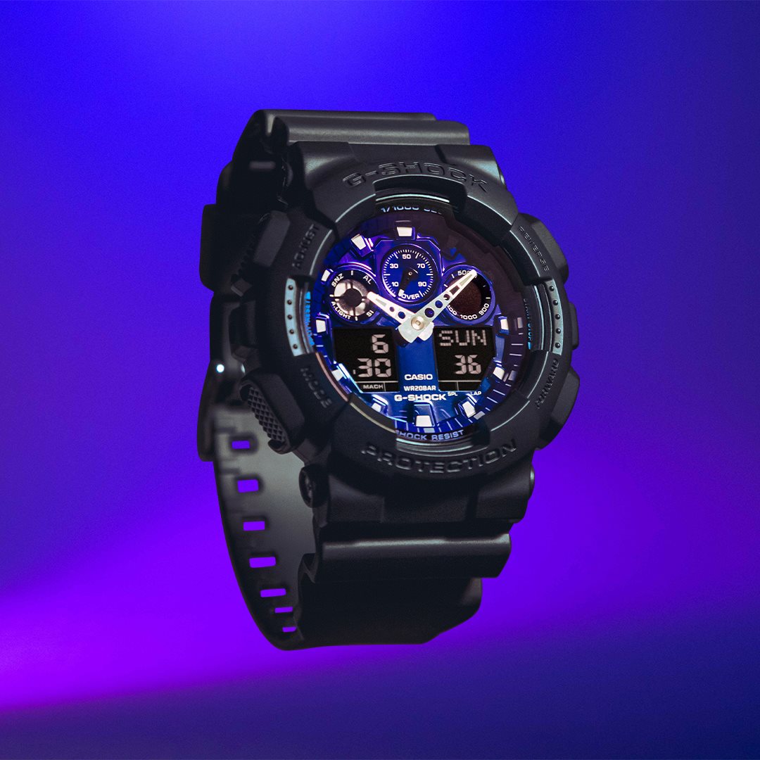 G-SHOCK カシオ Gショック CASIO アナデジ 腕時計 メンズ GA-100FL-1AJF Flame inside フレイムブルー【2024 新作】