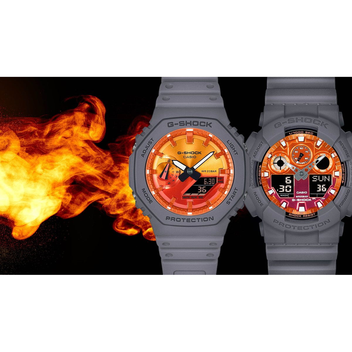 G-SHOCK カシオ Gショック CASIO アナデジ 腕時計 メンズ GA-100FL-8AJF Flame inside フレイムオレンジ【2024 新作】