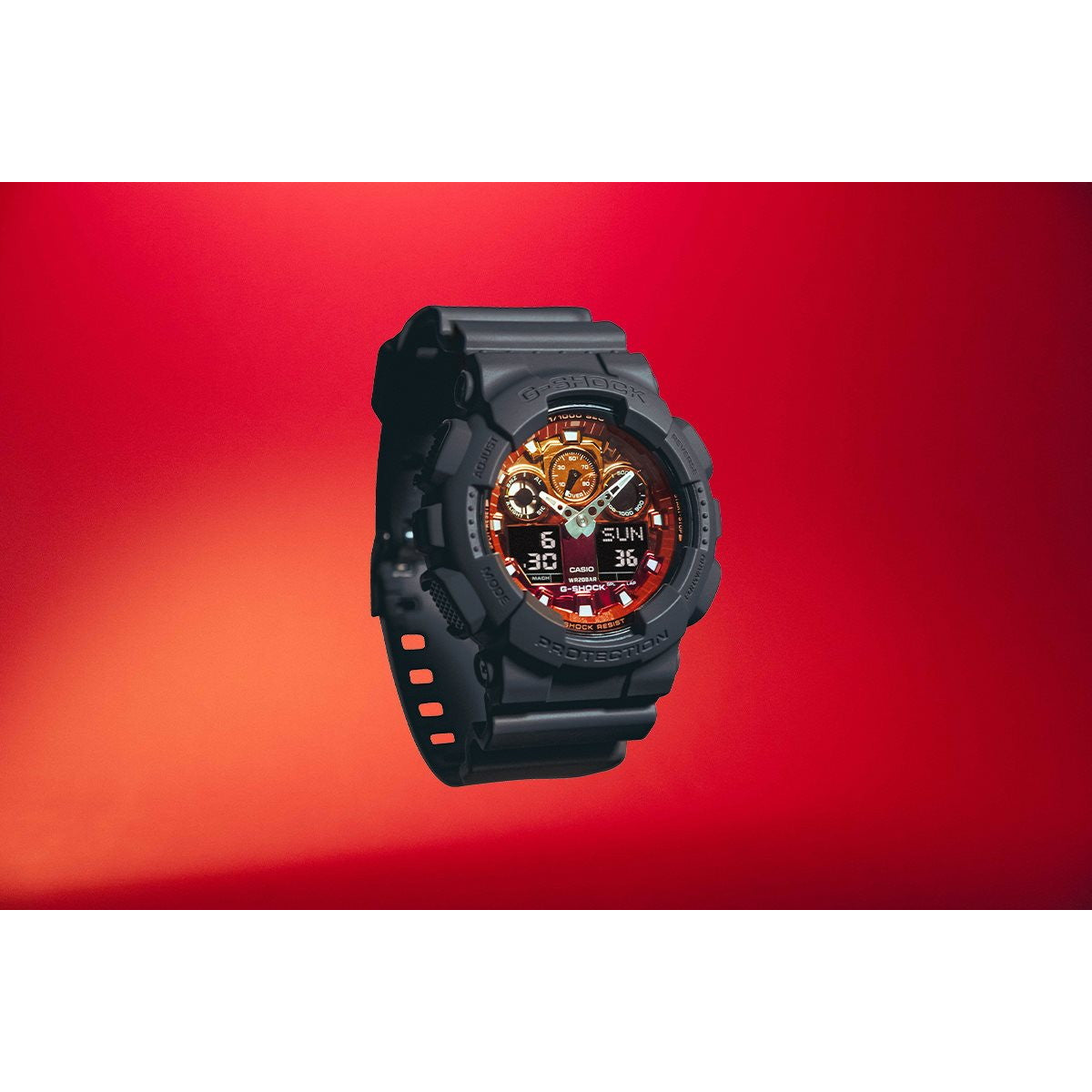 G-SHOCK カシオ Gショック CASIO アナデジ 腕時計 メンズ GA-100FL-8AJF Flame inside フレイムオレンジ【2024 新作】