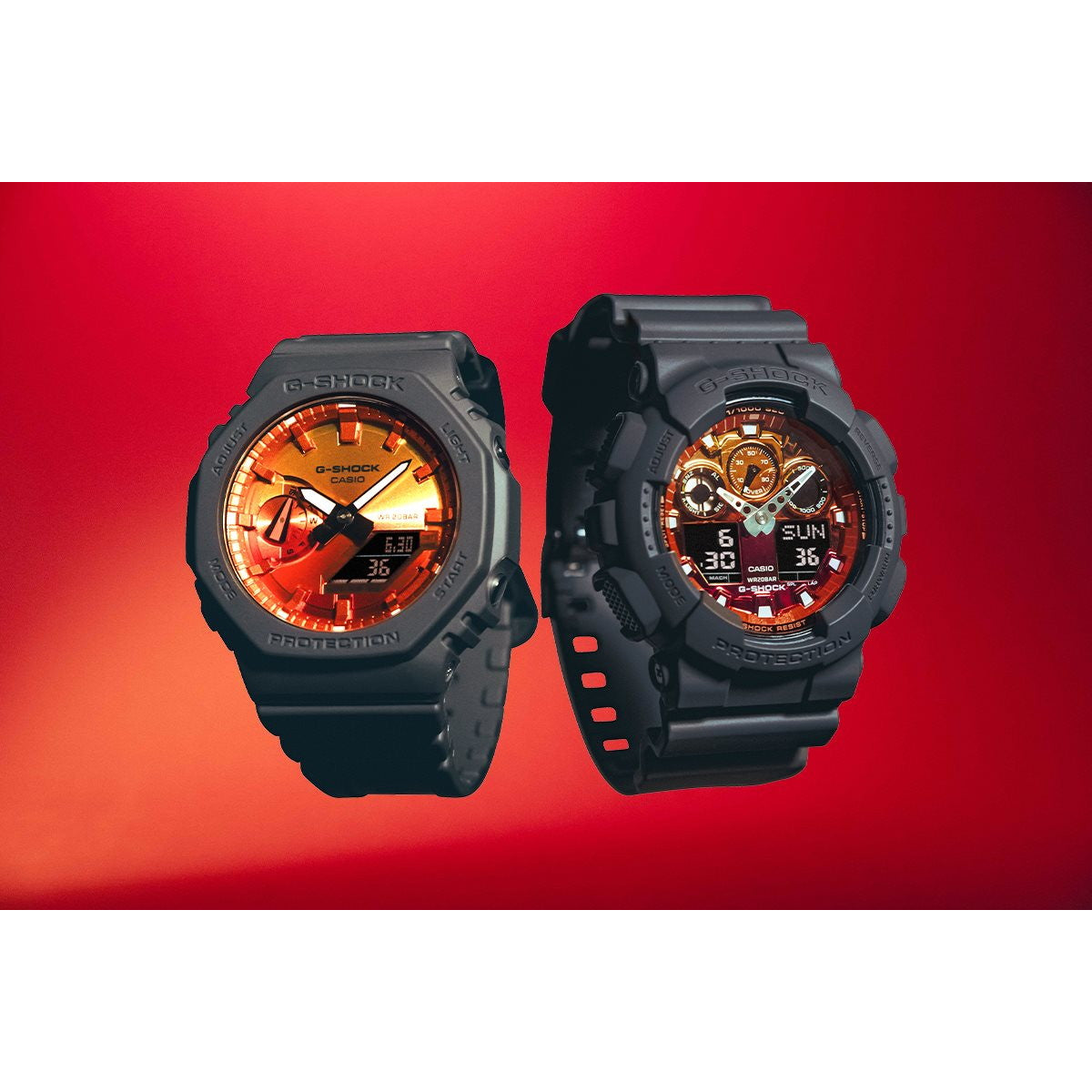 G-SHOCK カシオ Gショック CASIO アナデジ 腕時計 メンズ GA-100FL-8AJF Flame inside フレイムオレンジ【2024 新作】