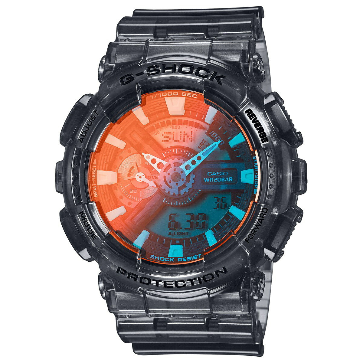 G-SHOCK カシオ Gショック CASIO アナデジ 腕時計 メンズ GA-110TLS-8AJF Metallic BEACH TIME LAPSE Series グレースケルトン×オレンジ【2024 新作】