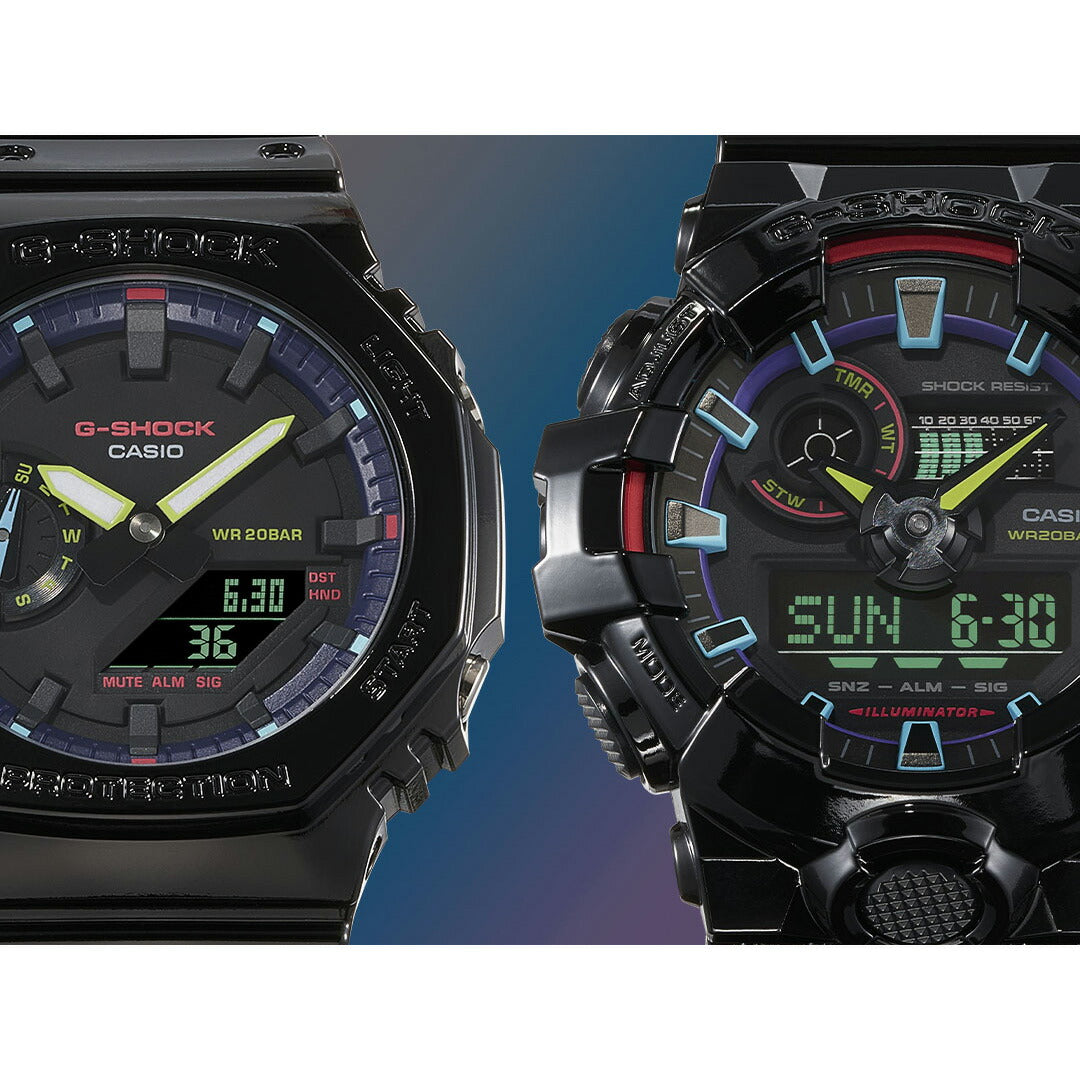 G-SHOCK アナデジ メンズ 限定モデル 腕時計 カシオ CASIO Gショック GA-2100RGB-1AJF Virtual Rainbow:Gamer’s RGB