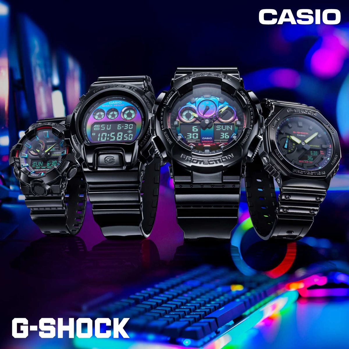 G-SHOCK アナデジ メンズ 限定モデル 腕時計 カシオ CASIO Gショック GA-2100RGB-1AJF Virtual Rainbow:Gamer’s RGB