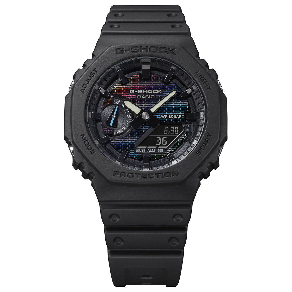 G-SHOCK カシオ Gショック CASIO アナデジ 腕時計 メンズ GA-2100RW-1AJF レインボーカラー レンガパターン デザイン【2024 新作】