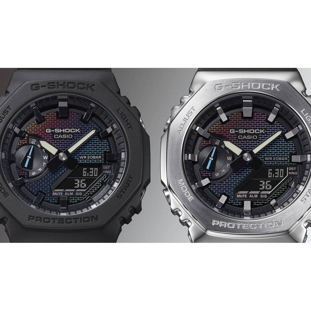 G-SHOCK カシオ Gショック CASIO アナデジ 腕時計 メンズ GA-2100RW-1AJF レインボーカラー レンガパターン デザイン【2024 新作】