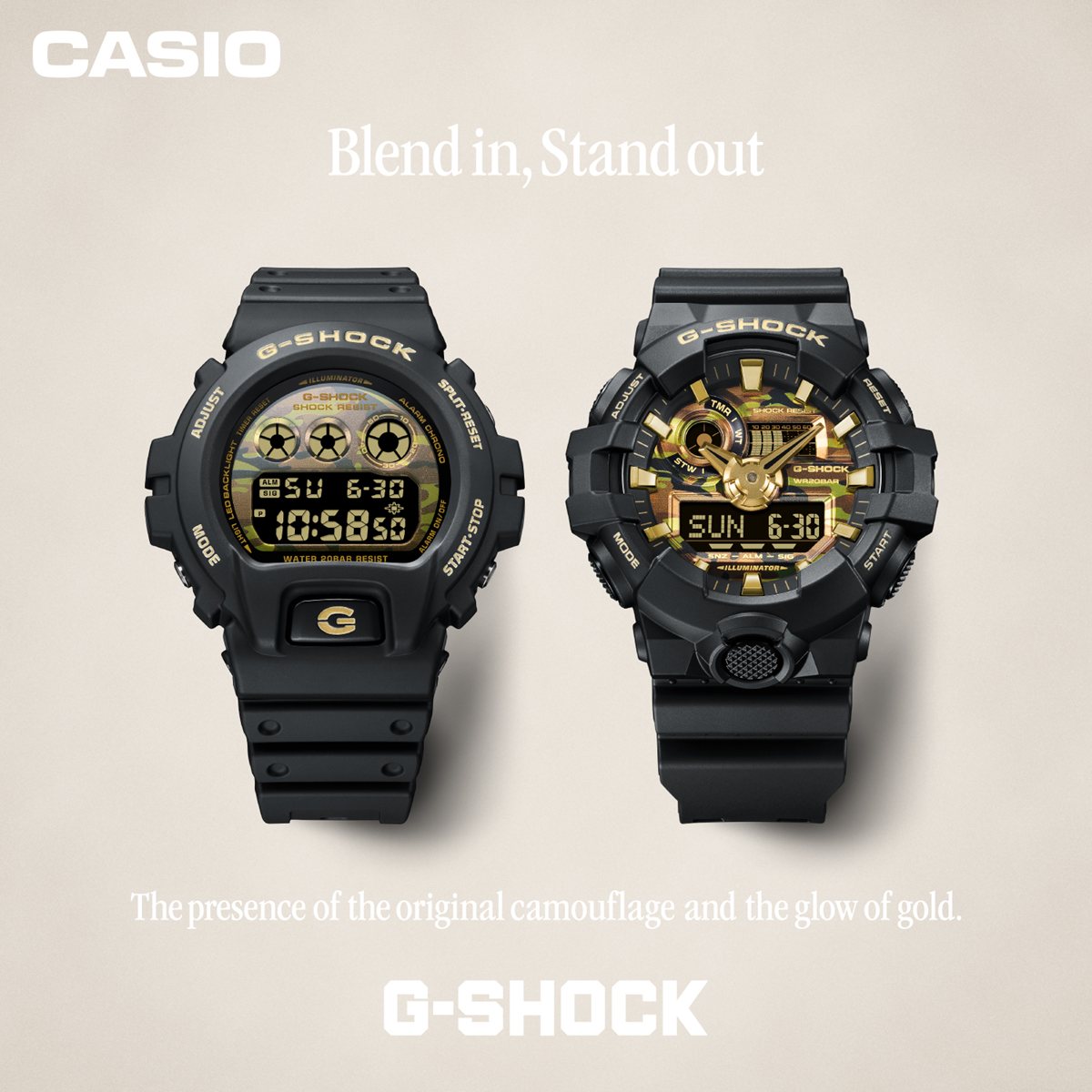 G-SHOCK カシオ Gショック CASIO アナデジ 腕時計 メンズ GA-700CF-1AJF BOLD CAMO Series CAMO AND GOLD【2026 新作】