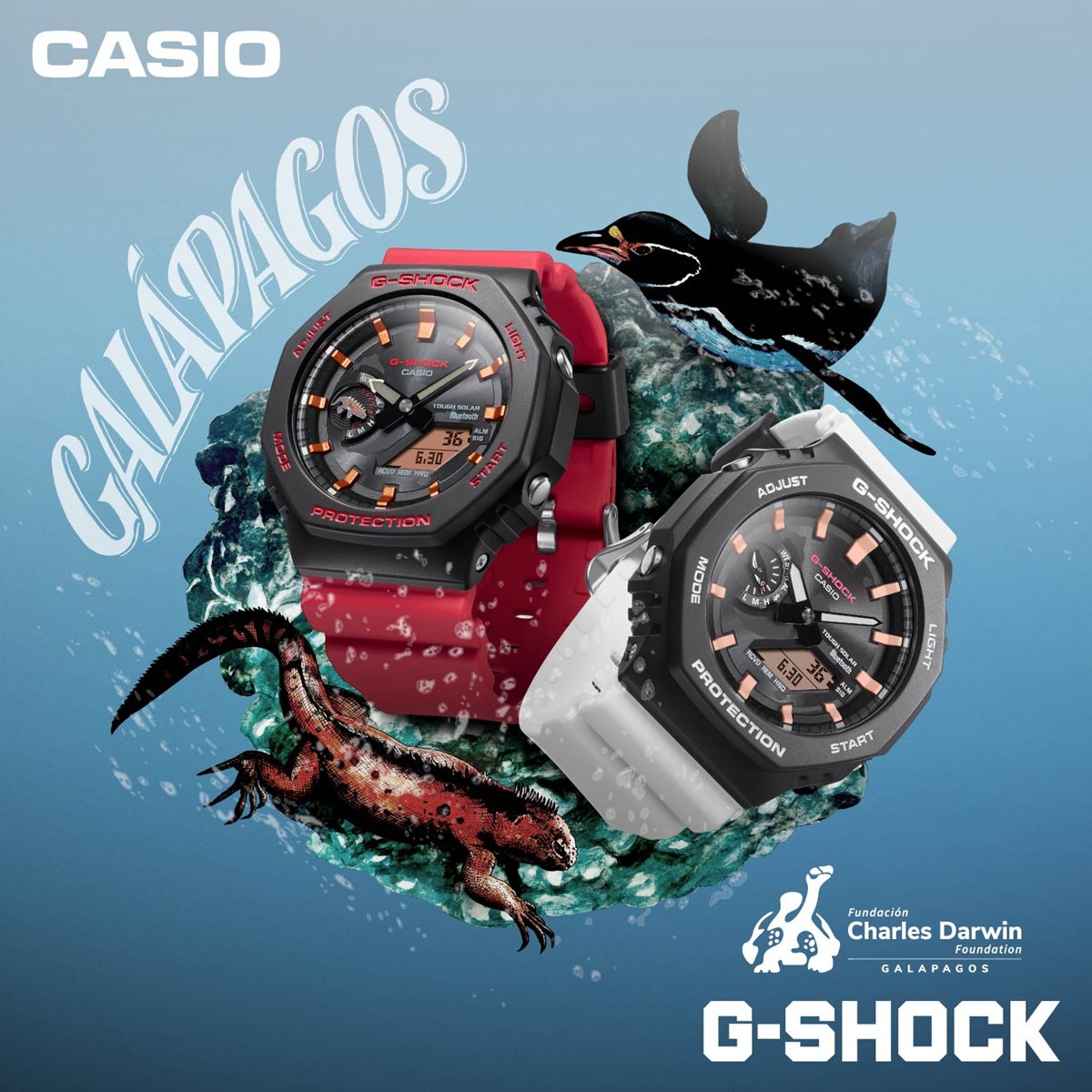 G-SHOCK カシオ Gショック CASIO チャールズ・ダーウィン財団 コラボ ソーラー 腕時計 メンズ GA-B2100CD-1A4JR タフソーラー スマートフォンリンク Love The Sea And The Earth【2024 新作】