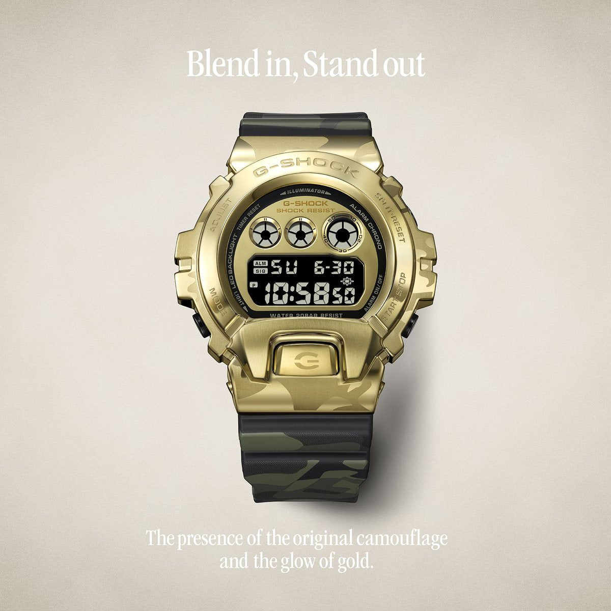 G-SHOCK カシオ Gショック CASIO デジタル 腕時計 メンズ GM-6900CMG-3JF BOLD CAMO Series CAMO AND GOLD【2026 新作】