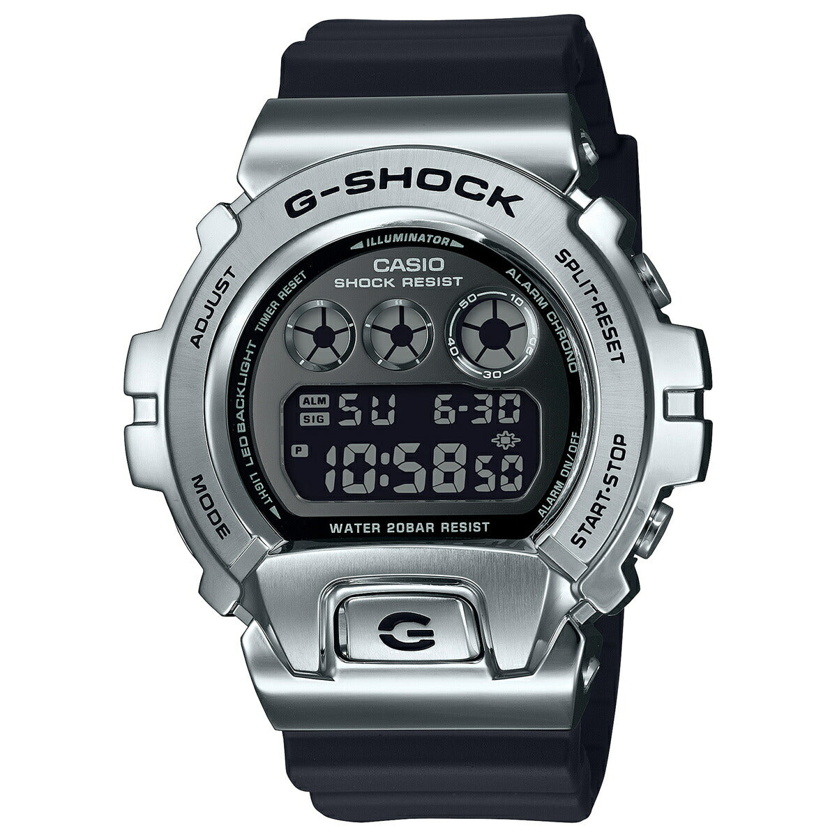 G-SHOCK デジタル カシオ Gショック CASIO 腕時計 メンズ GM-6900U-1JF ブラック シルバー メタルカバー LEDバックライト