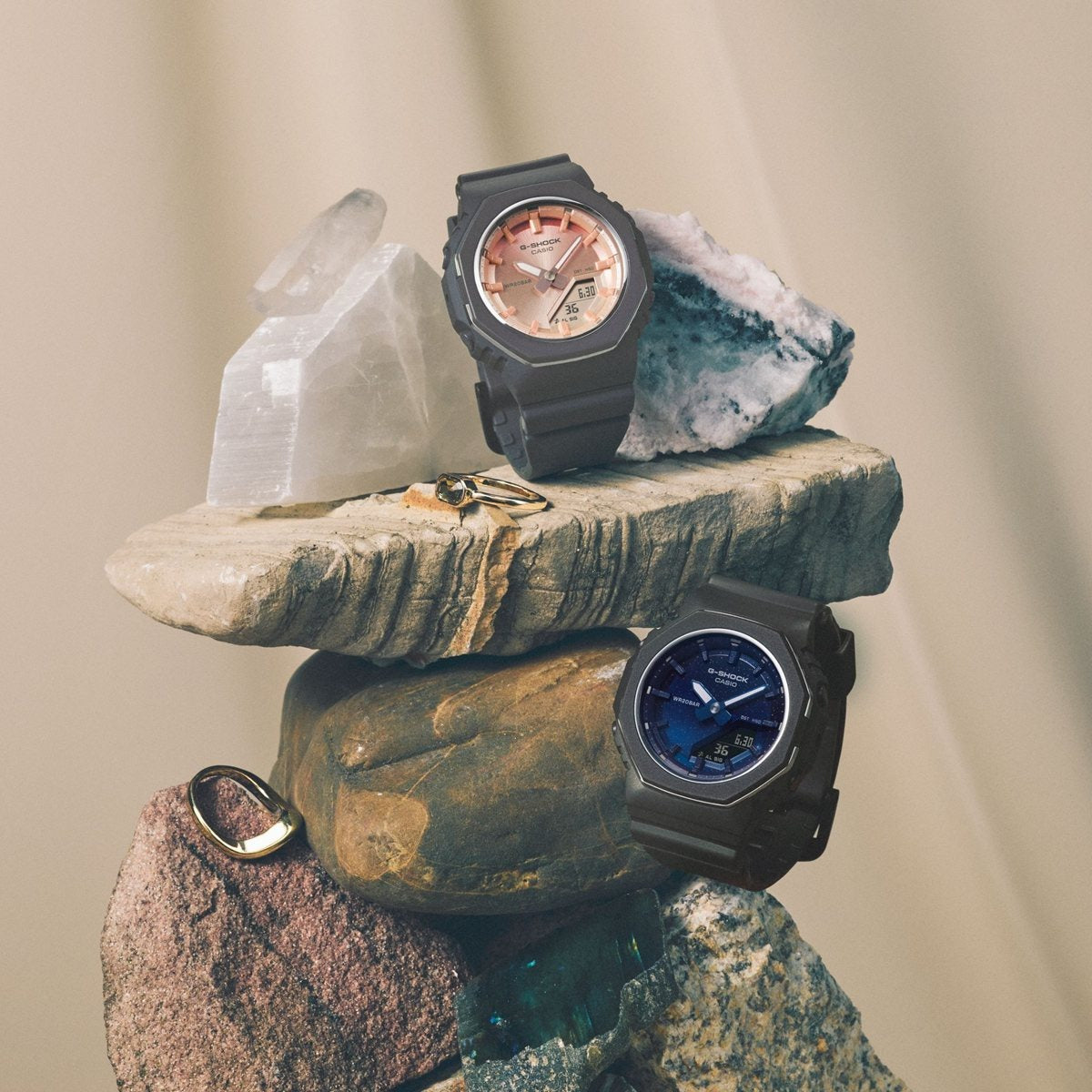 G-SHOCK カシオ Gショック CASIO アナデジ 腕時計 メンズ レディース GMA-P2110SC-4AJF ライトピンク 天然石 ローズクォーツ イメージ