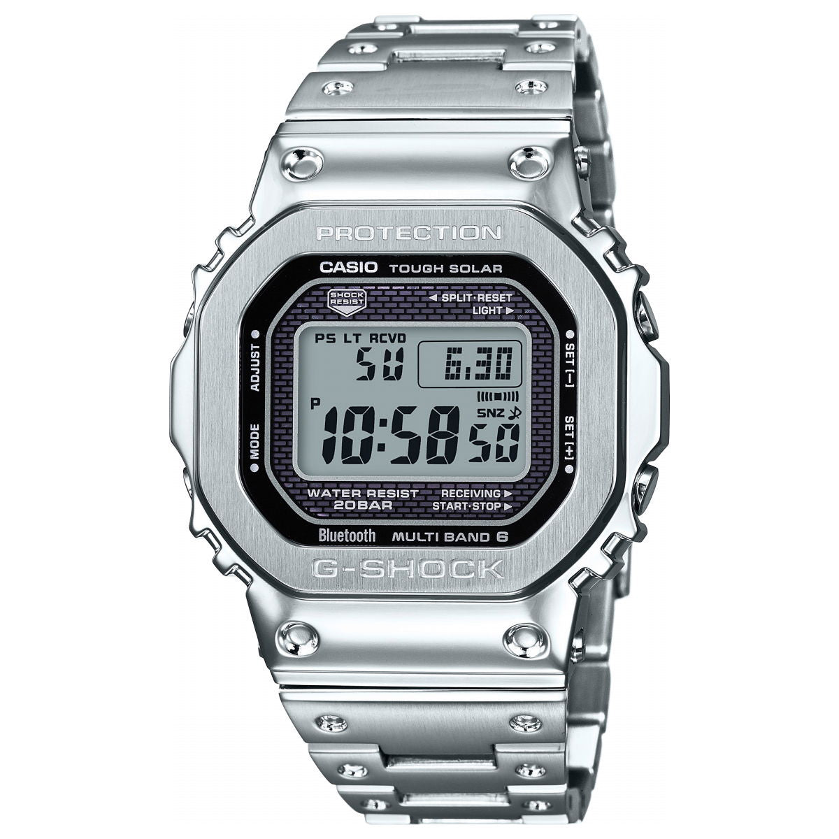 カシオ Gショック GMW-B5000D-1JF コネクテッド G-SHOCK Connected Bluetooth 対応 フルメタル 電波時計 ソーラー 腕時計 メンズ シルバー CASIO G-SHOCK 20気圧防水