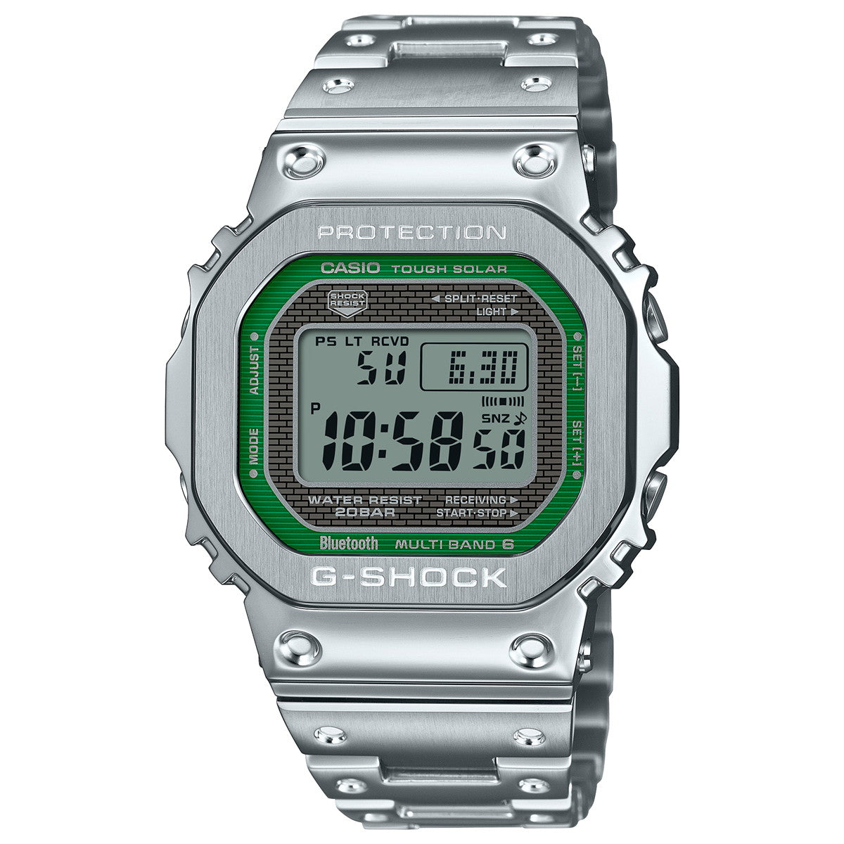 G-SHOCK カシオ Gショック CASIO GMW-B5000D-3JF タフソーラー 電波時計 腕時計 メンズ フルメタル シルバー グリーン スマートフォンリンク【2024 新作】