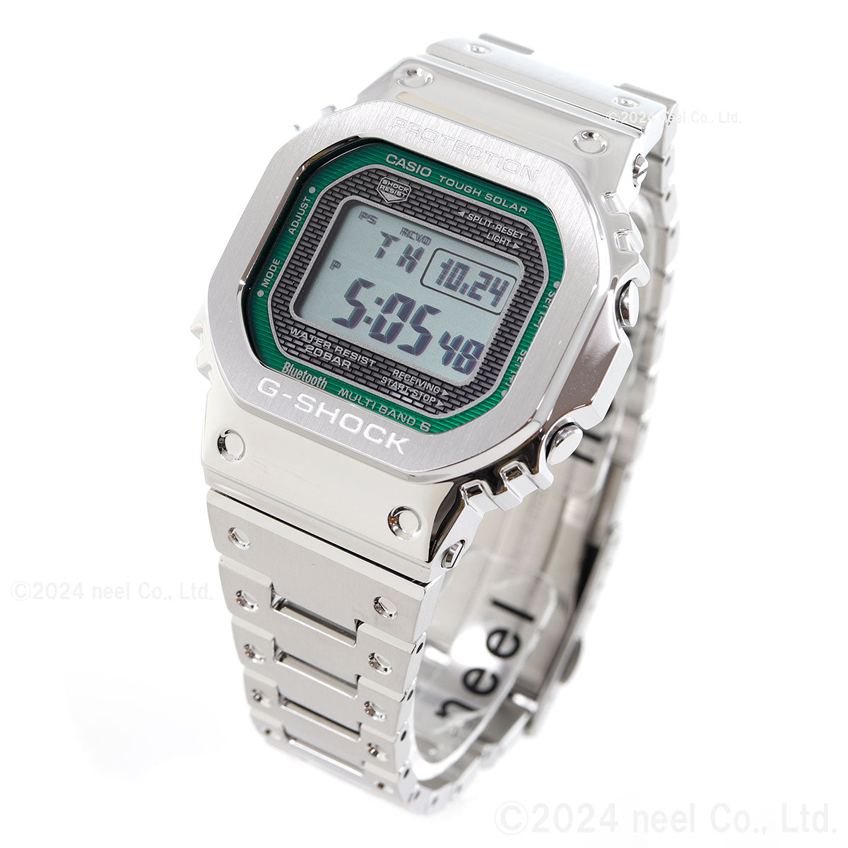 G-SHOCK カシオ Gショック CASIO GMW-B5000D-3JF タフソーラー 電波時計 腕時計 メンズ フルメタル シルバー グリーン スマートフォンリンク【2024 新作】