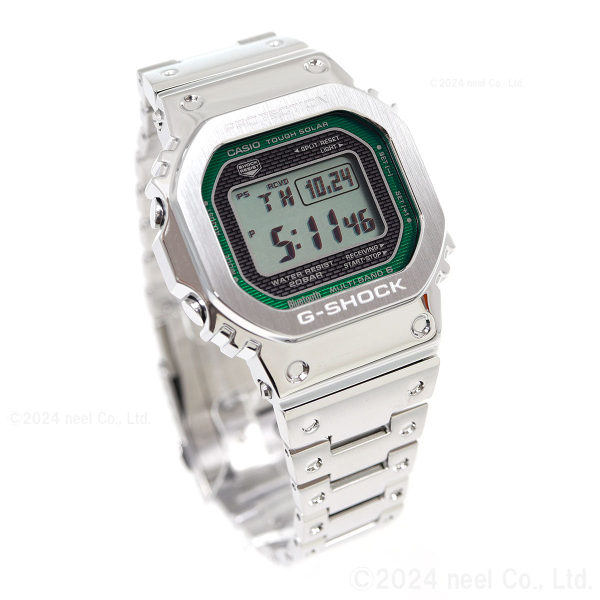 G-SHOCK カシオ Gショック CASIO GMW-B5000D-3JF タフソーラー 電波時計 腕時計 メンズ フルメタル シルバー グリーン スマートフォンリンク【2024 新作】