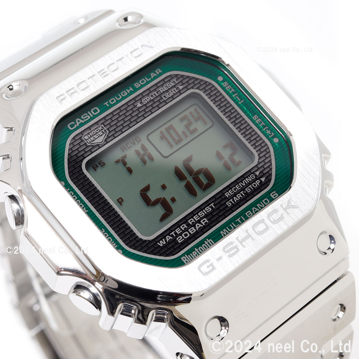 G-SHOCK カシオ Gショック CASIO GMW-B5000D-3JF タフソーラー 電波時計 腕時計 メンズ フルメタル シルバー グリーン スマートフォンリンク【2024 新作】