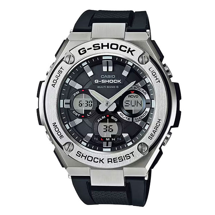 G-SHOCK ジーショック G-STEEL GST-W110-1AJF メンズ 腕時計 電波ソーラー アナデジ シルバー ブラック Gショック Gスチール CASIO