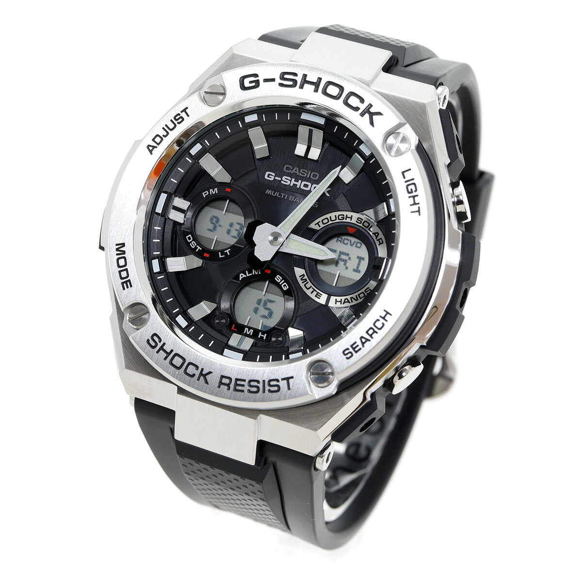 G-SHOCK ジーショック G-STEEL GST-W110-1AJF メンズ 腕時計 電波ソーラー アナデジ シルバー ブラック Gショック Gスチール CASIO