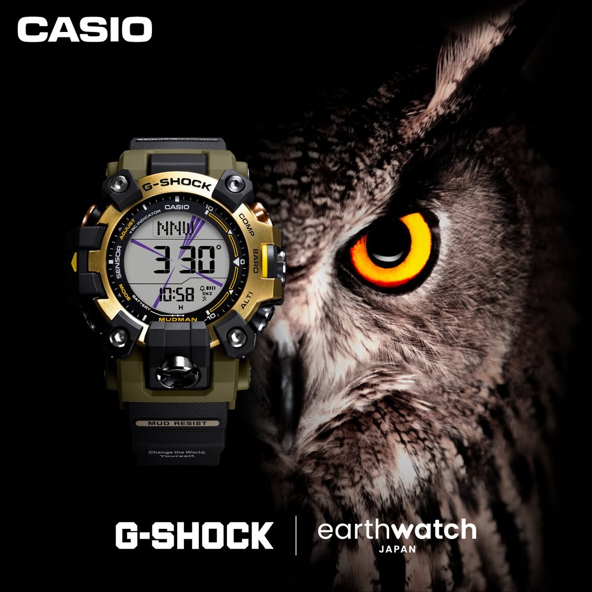 G-SHOCK 電波 ソーラー 電波時計 カシオ Gショック マッドマン MUDMAN 腕時計 メンズ MASTER OF G GW-9501KJ-8JR シマフクロウ EARTHWATCH Love The Sea And The Earth【2024 新作】