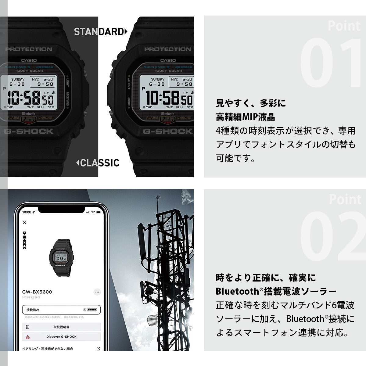 G-SHOCK カシオ Gショック CASIO GW-BX5600-1JF タフソーラー 電波時計 腕時計 メンズ MIP液晶 スマートフォンリンク