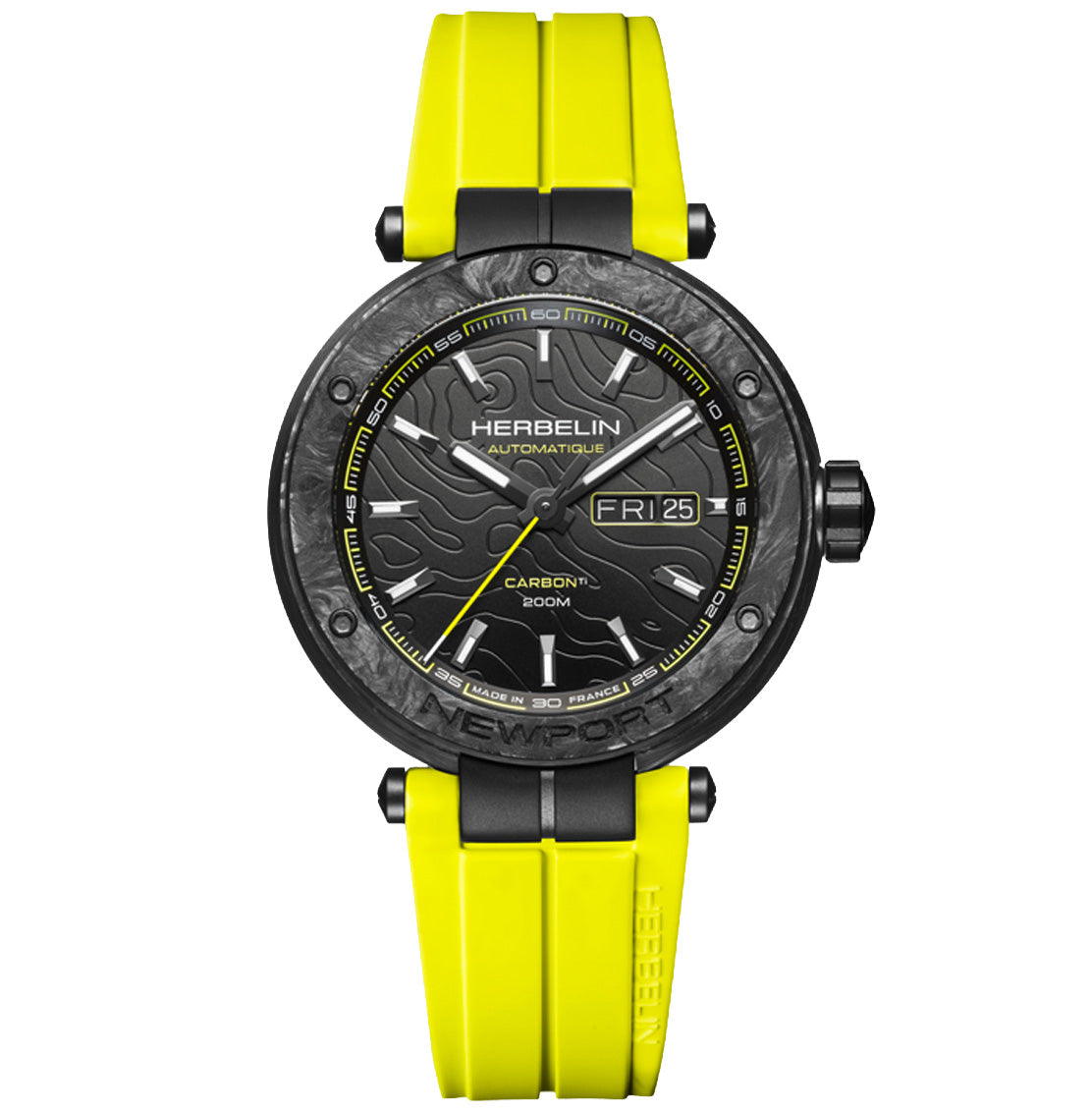 エルブラン HERBELIN ニューポート NEWPORT 43mm 腕時計 メンズ 自動巻き H1788CTN14CY ラウンド FKMベルト イエロー【60回分割手数料無料！】