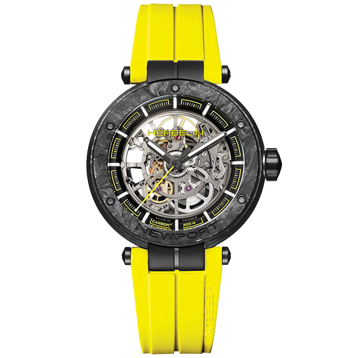 エルブラン HERBELIN ニューポート NEWPORT 43mm 腕時計 メンズ 自動巻き H1888SQCTN14CY ラウンド FKMベルト イエロー 世界限定【60回分割手数料無料！】