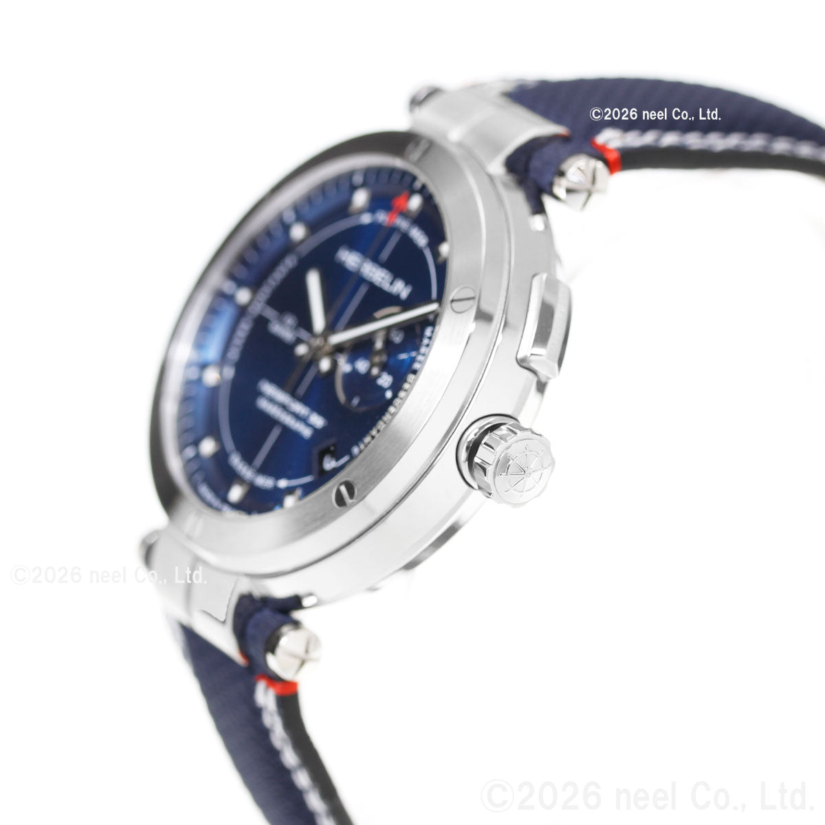 エルブラン HERBELIN ニューポート NEWPORT 43mm 腕時計 メンズ クオーツ H24688A15 ラウンド 革ベルト ネイビー マレオグラフ 35周年記念【60回分割手数料無料！】