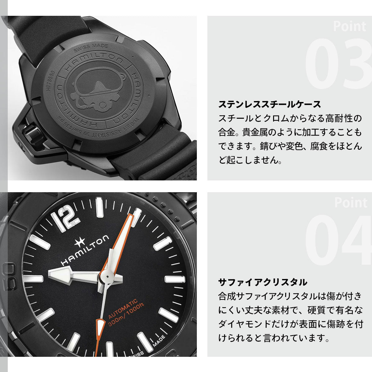 ハミルトン HAMILTON カーキ ネイビー オープンウォーター オート 46mm H77855330 腕時計 KHAKI NAVY OPENWATER AUTOMATIC【正規品】【60回分割手数料無料！】