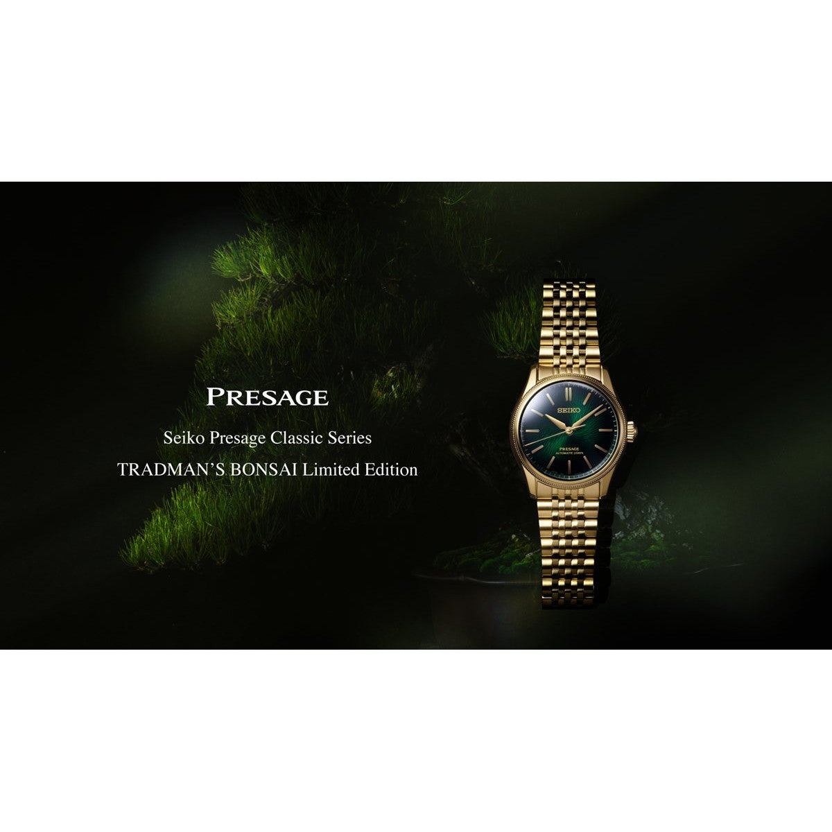 セイコー プレザージュ SEIKO PRESAGE 自動巻 TRADMAN’S BONSAI 限定 コアショップ限定 腕時計 クラシック HCC011J Classic 黒松の盆栽 月夜の松【2026 新作】