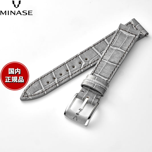 ミナセ MINASE 腕時計 替えバンド ベルト ストラップ メンズ MASTER CRAFT J3 マスタークラフト J3 クロコ型押し牛革 ワンタッチストラップ(美錠付) グレー J3-CGY18-01【2026 新作】