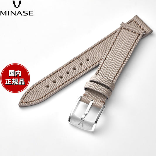 ミナセ MINASE 腕時計 替えバンド ベルト ストラップ メンズ MASTER CRAFT J3 マスタークラフト J3 型押し牛革 ワンタッチストラップ（美錠付） ベージュ J3-NBE18-01【2026 新作】