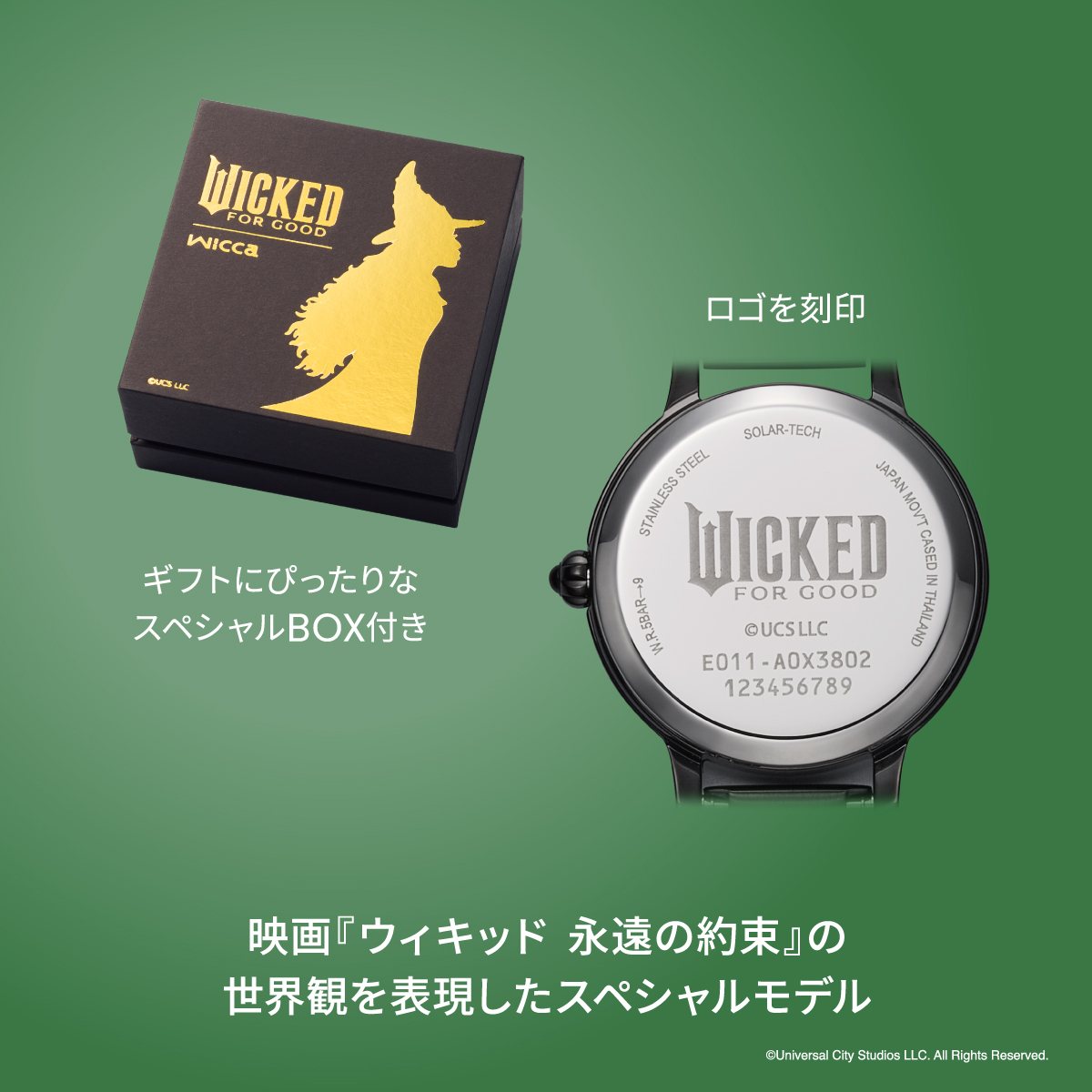 シチズン ウィッカ CITIZEN wicca ソーラーテック 映画『ウィキッド 永遠の約束』 UNIVERSAL 限定モデル 「エルファバ」モデル 腕時計 レディース KH4-947-41【2026 新作】