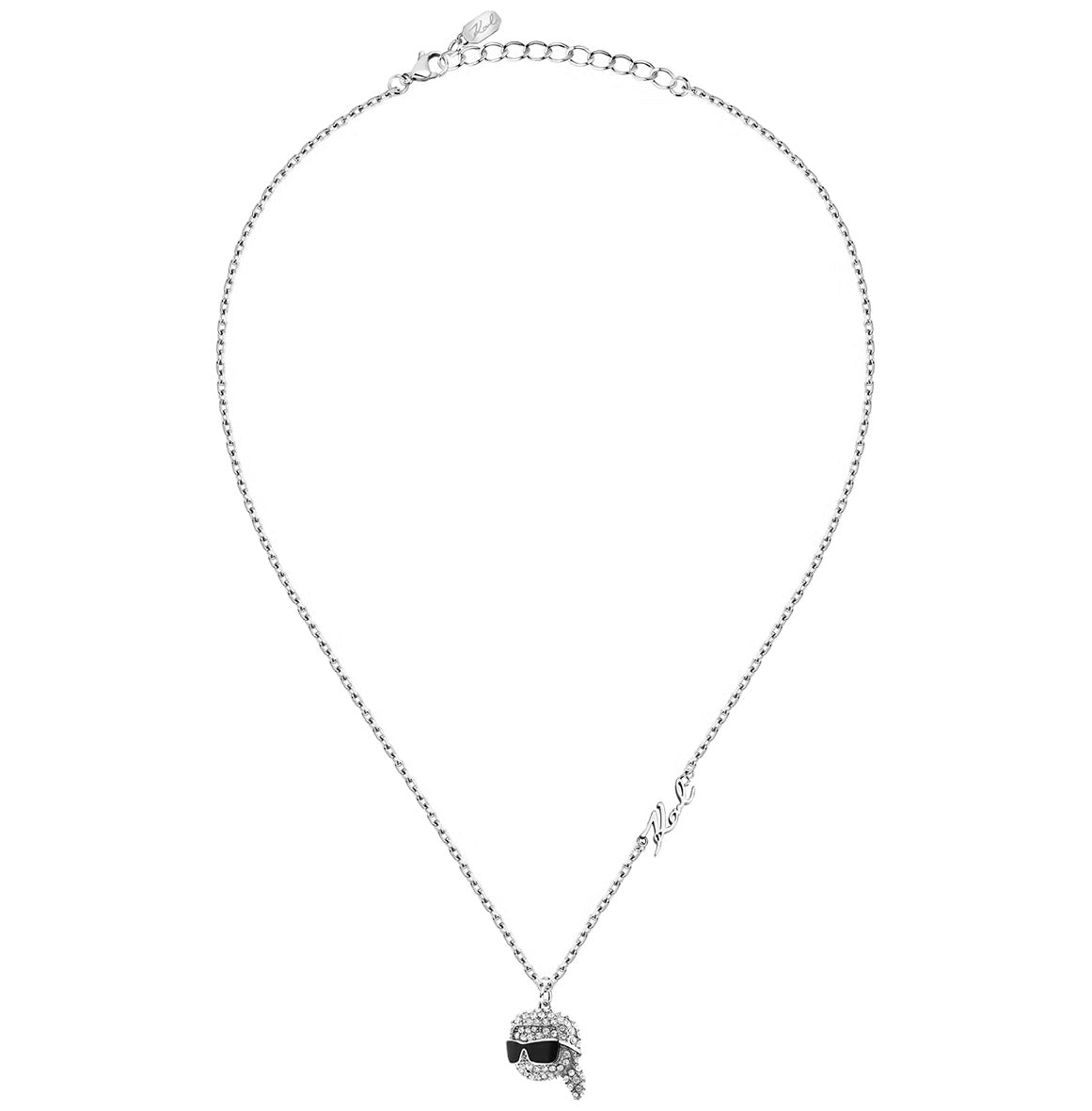 カール ラガーフェルド KARL LAGERFELD ネックレス ペンダント アクセサリー チャームコレクション Charm Collection シルバー クリスタル ホワイト エナメル カール ヘッド チャーム KLAYD06