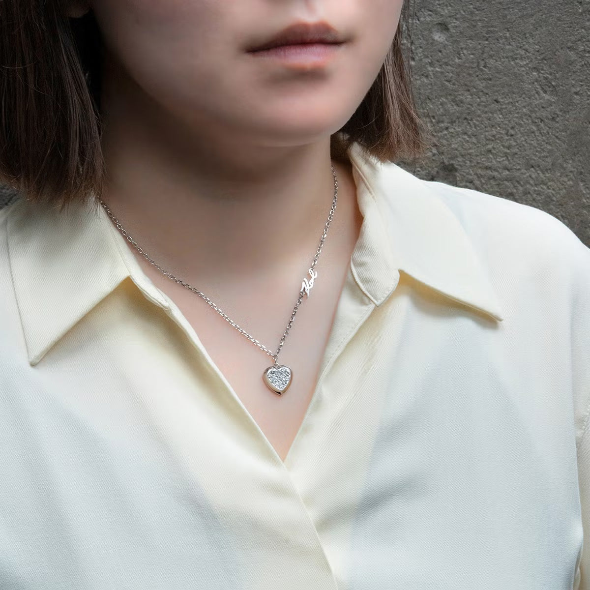 カール ラガーフェルド KARL LAGERFELD ネックレス ペンダント アクセサリー チャームコレクション Charm Collection シルバー クリスタル ホワイト ハート チャーム KLAYD09