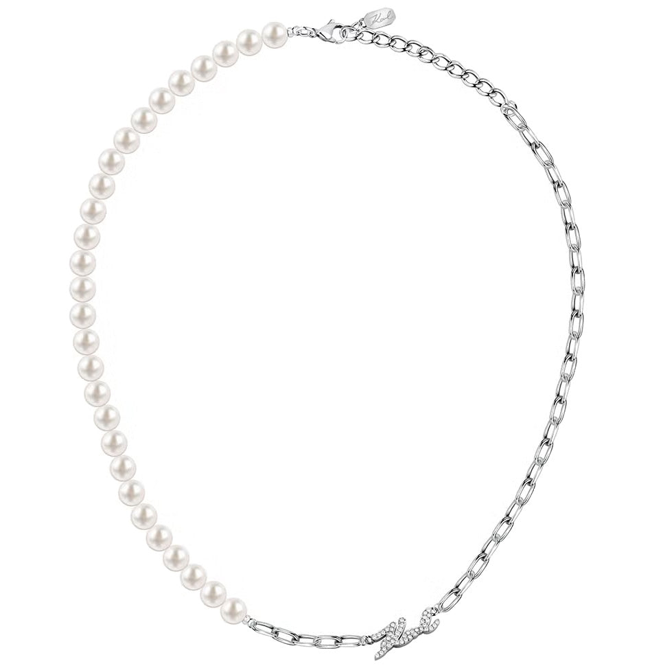 カール ラガーフェルド KARL LAGERFELD ネックレス ペンダント アクセサリー パールコレクション Pearl Collection シルバー シェル パール ホワイト クリスタル KLAYR03