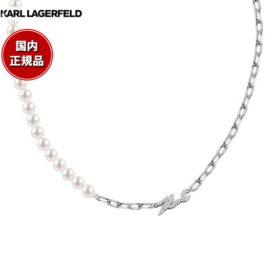 カール ラガーフェルド KARL LAGERFELD ネックレス ペンダント アクセサリー パールコレクション Pearl Collection シルバー シェル パール ホワイト クリスタル KLAYR03