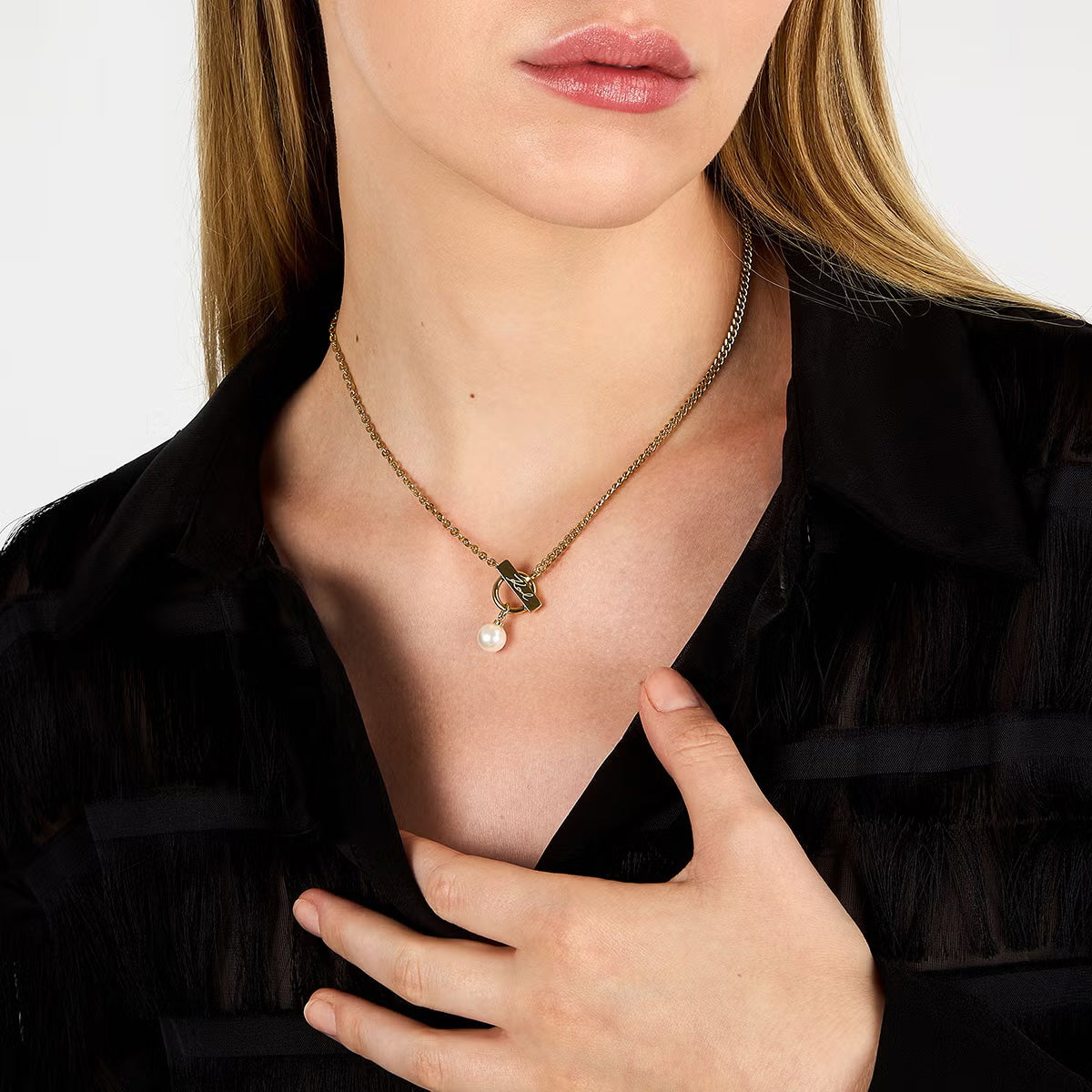 カール ラガーフェルド KARL LAGERFELD ネックレス ペンダント アクセサリー パールコレクション Pearl Collection イエローゴールド シェル パール ホワイト KLAYR12